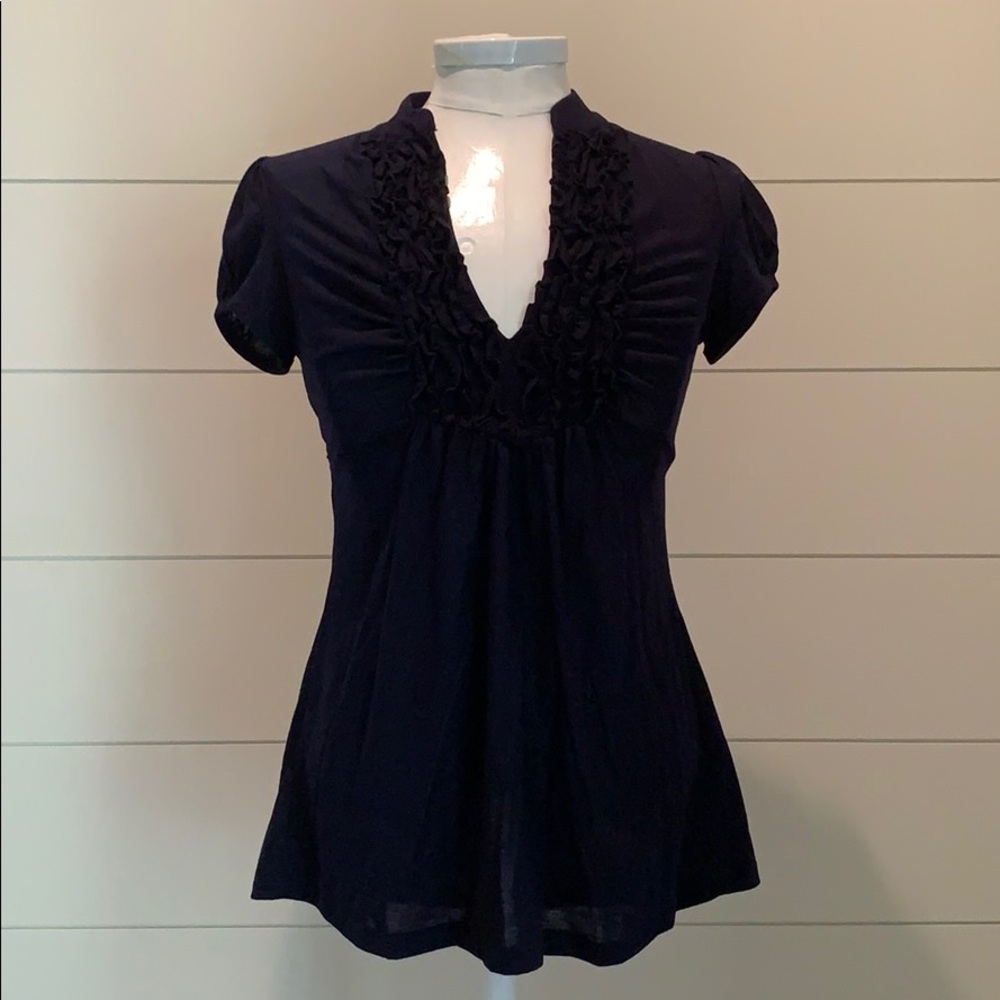 Navy Ruffled Top